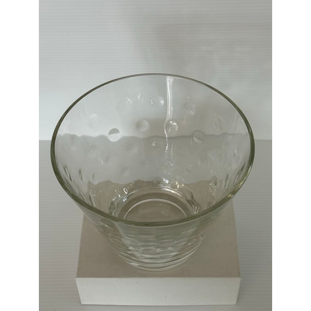 Glass Mid 20th Century Hand-Blown Clear Art Glass Optic Bubble Bowl / Ice Bucket Style Cooler 5”t X 6”d For Sale - Image 7 of 12