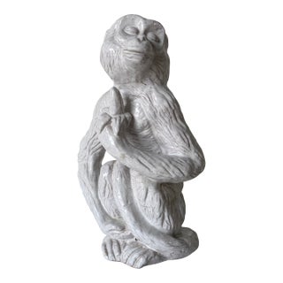1960s Vintage Italian Palm Beach Style Glazed Terracotta Monkey Sculpture For Sale