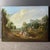 Pair of paintings (oil on panel) depicting animated scenes where characters, horses and dogs animate landscapes with...