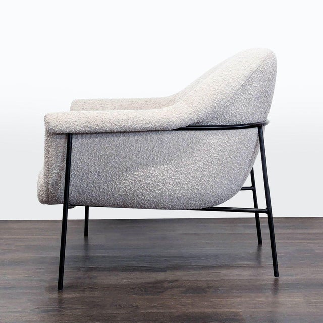 Modern Four Hands Modern Lounge Chair With White Bouclé Fabric and Metal Legs For Sale - Image 3 of 7