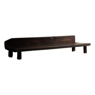 Sculptural Monolithic Wood Form 19th Century Primitive Bench, Wabi Sabi Presence For Sale