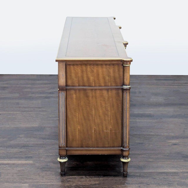 1990s Vintage Dixon-Powdermaker Vintage 9-Drawer Wood Dresser With Brass Accents For Sale - Image 5 of 11