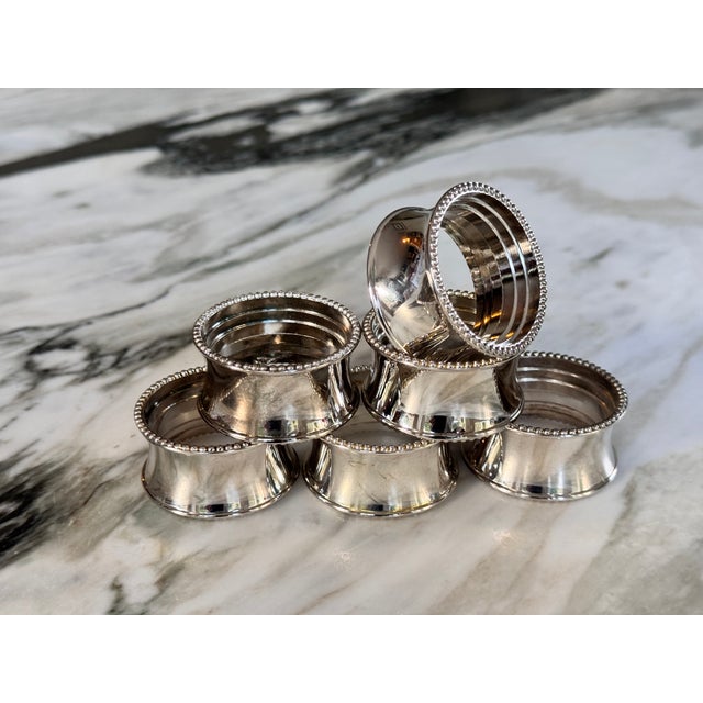 Silver Silver Plated Vintage Napkin Rings - Set of 6 For Sale - Image 8 of 9