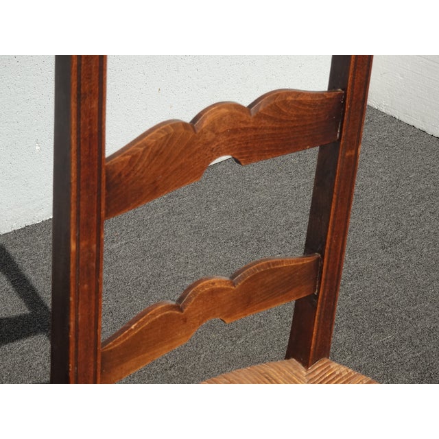 Brown Set of Four Antique French Country Brown Rush Ladderback Chairs For Sale - Image 8 of 18