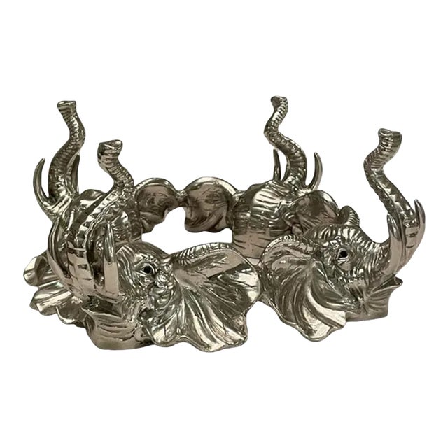 2003 Arthur Court Polished Aluminum Elephant Bowl Stand For Sale
