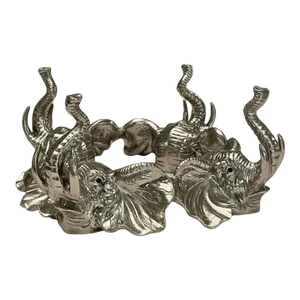 2003 Arthur Court Polished Aluminum Elephant Bowl Stand