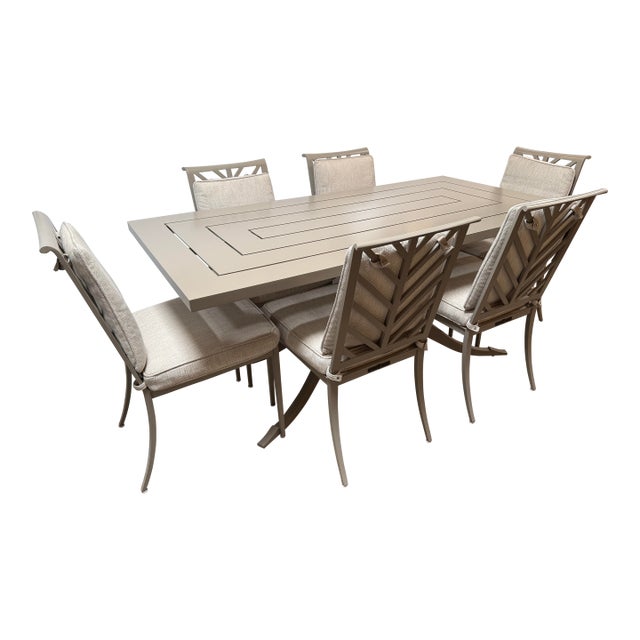 McKinnon and Harris Outdoor Dining Table + Chairs, Set For Sale