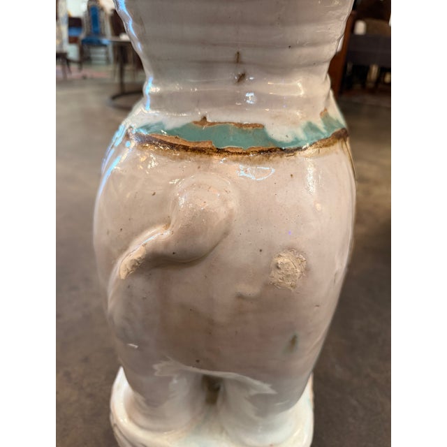 Pair of Vintage Chinese Export Glazed Ceramic Elephant Garden Stools For Sale - Image 9 of 11