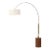 Tambo 92" Arc Floor Lamp, White Linen Drum Shade, Dark Walnut/Weathered Brass, Dimmable For Sale