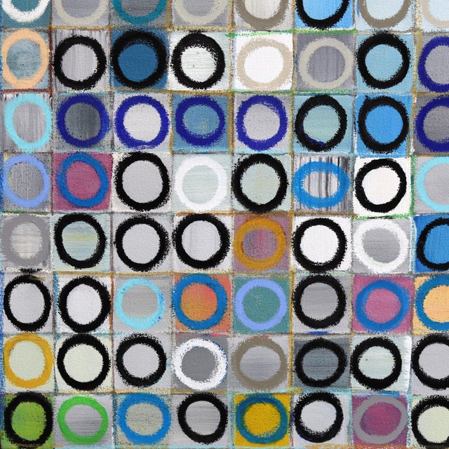 Textile 576 Circles v.5 - Large Original Geometric Abstract Acrylic and Oil Pastel Painting on Canvas by Brandon Neher For Sale - Image 7 of 9
