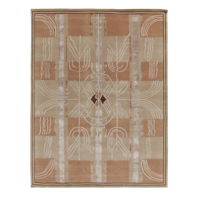 Art Deco Style Contemporary Rug in Brown, Beige & White by Rug & Kilim