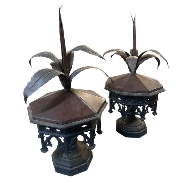 Elevate your estate, garden landscape, or grand interior with this exceptional pair of vintage architectural finials....