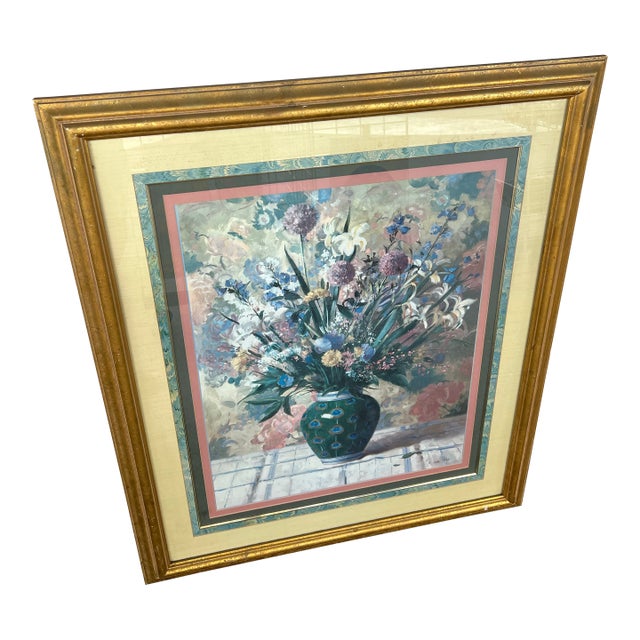 Vintage Floral Still Life Signed , Framed & Matted For Sale