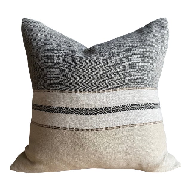 Beeswax Stripe Pillow Cover 100% Belgian Linen For Sale