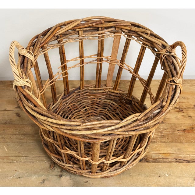 Large Vintage French Open Weave Basket For Sale In Kansas City - Image 6 of 10