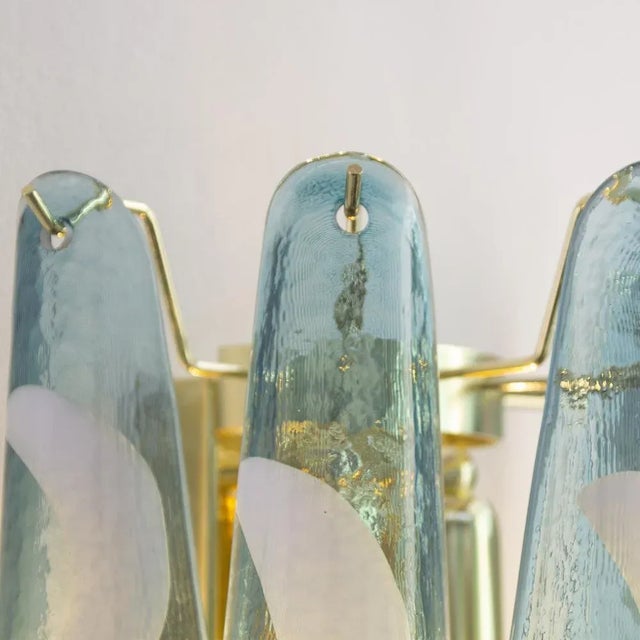 Large Petal Wall Light in Blue Murano Glass with White Decoration, Italy, 1990s For Sale - Image 11 of 12