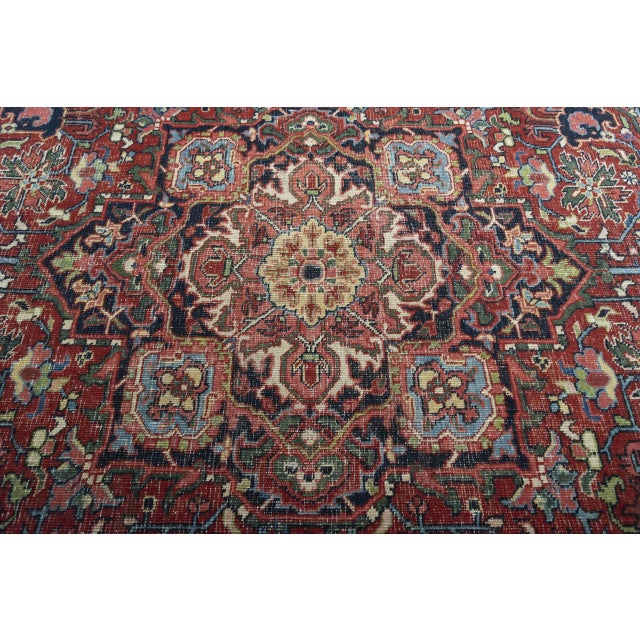 Antique Hand-Knotted Heriz Rug , 1890s For Sale - Image 6 of 13