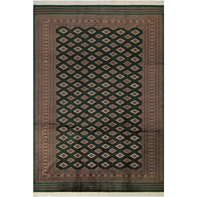 Tribal Bokhara Green/Taupe Hand Knotted Wool Rug For Sale - Image 9 of 9