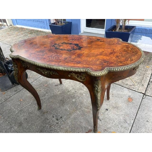 Antique French Walnut & Marquetry 19th C. Ladies Writing Desk Circa 1880 For Sale - Image 4 of 9