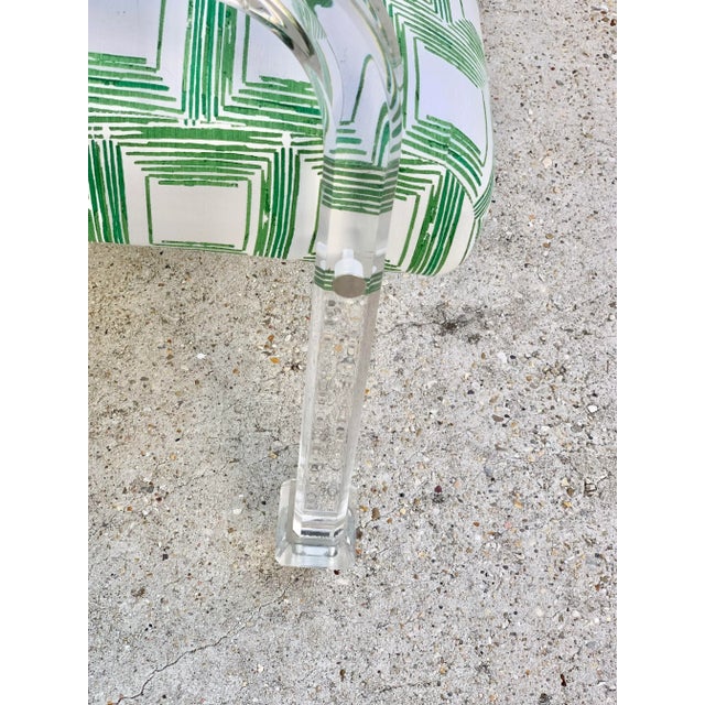 Contemporary Vintage Palm Beach Regency Style Lucite Upholstered Chairs-A Pair For Sale - Image 3 of 13