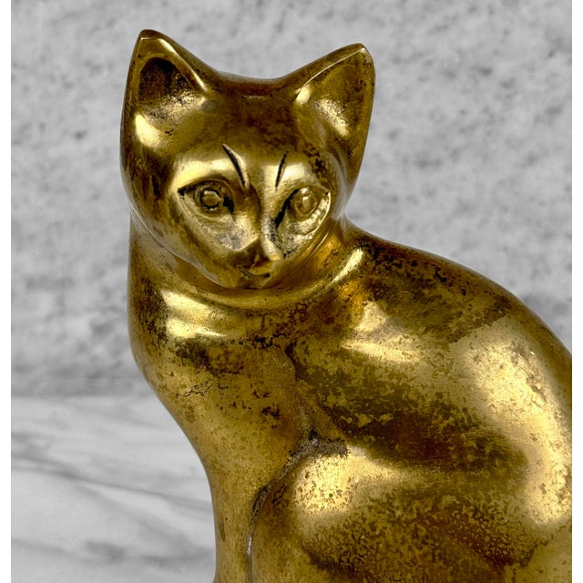Metal Vintage Traditional Brass Cat 8" Sculpture For Sale - Image 7 of 9