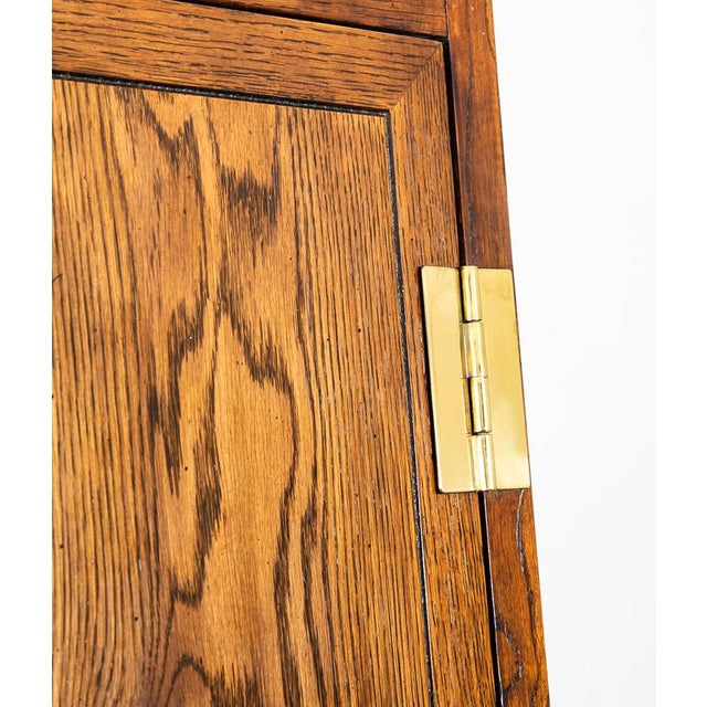 Mid Century Modern Armoire Compact Cabinet Scene One Henredon Campaign Dark Wood For Sale - Image 11 of 12