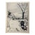 1940s Original Signed Graphite Illustration of Hound Dog and Skunk Winter Scene, 12 × 9.5 In. For Sale