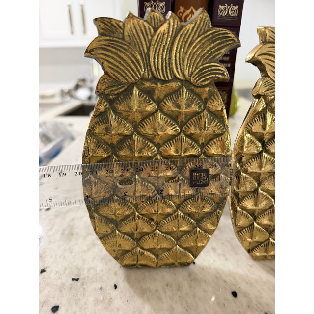 Vintage Rubel & Co. Solid Brass Pineapple Trivets / Bookends, Pair, © Sept. 1980 For Sale In Greensboro - Image 6 of 7