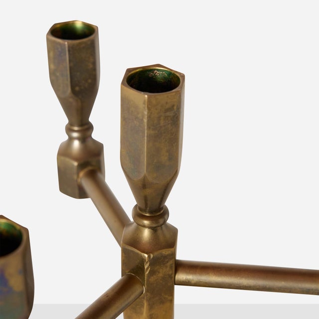 1970s 1970s Four-Arm Brass Candelabra by Lars Bergsten for Gusums Bruk For Sale - Image 5 of 8