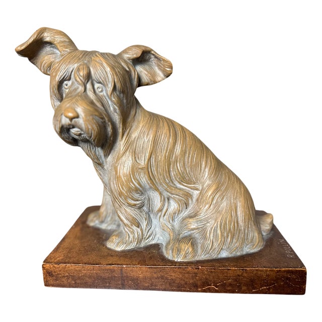 Terracotta Dog Figurine by R. Pollin, 1930 For Sale