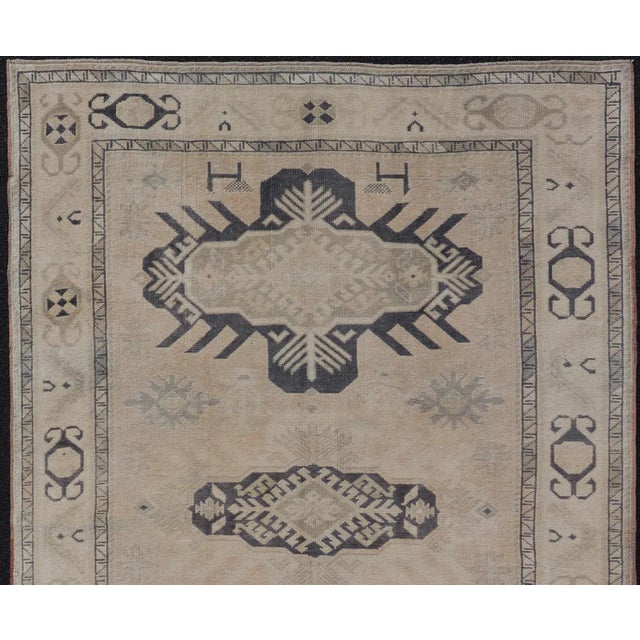 Navy Blue Vintage Oushak Rug From Turkey With Navy Blue and Floral Medallion's 4'7 X 7'0 For Sale - Image 8 of 10