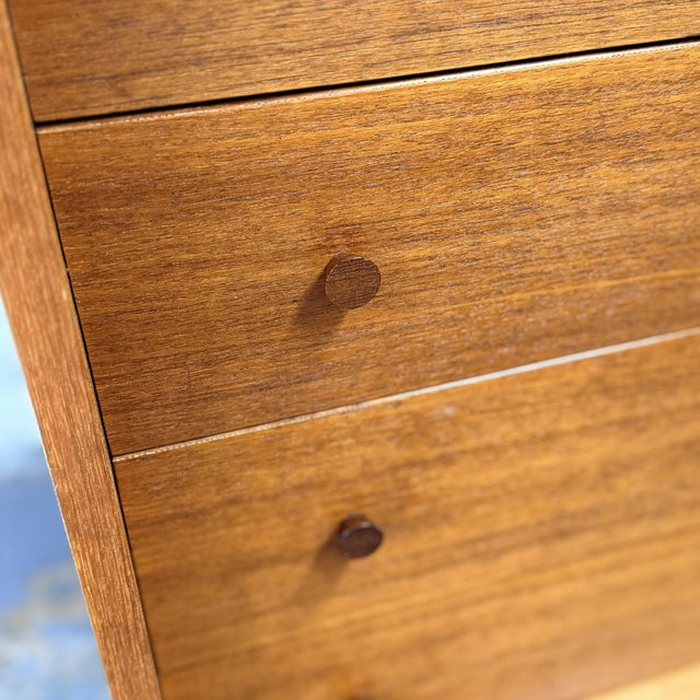Danish Modern Teak Low Sideboard With 4 Drawers and Sliding Door, Circa 1960s For Sale - Image 9 of 10