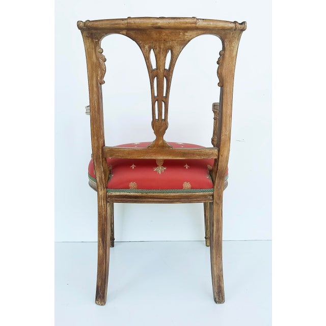 Early 20th Century Antique Carved Venetian Plastered Wood Armchairs With Pineapple Seats- a Pair For Sale - Image 5 of 12