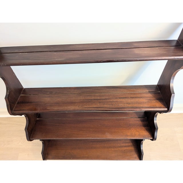 Late 19th Century Mahogany Hanging Wall Shelf Whale End Scrolled 4-Tier For Sale In Raleigh - Image 6 of 14