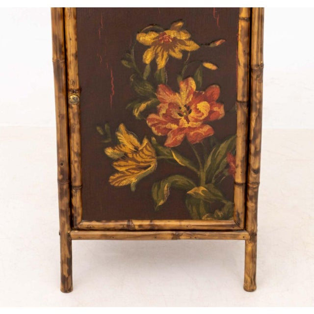Chinese Bamboo and Painted Lacquer Panel Cabinet For Sale - Image 4 of 8
