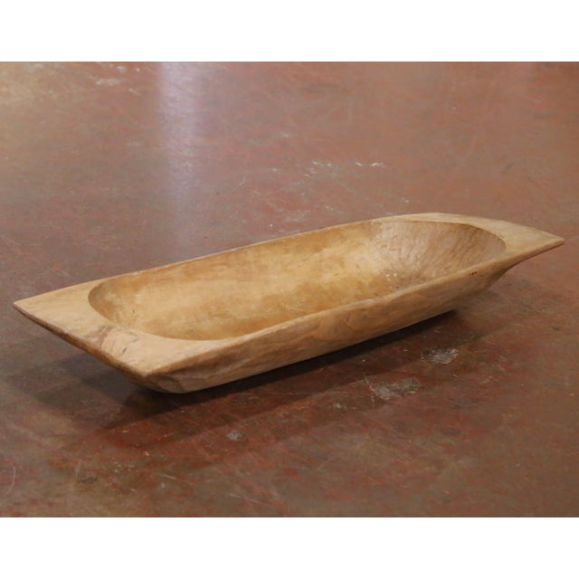 Decorate a dining room table or kitchen counter with this large and authentic antique English dough bowl. Hand carved from...