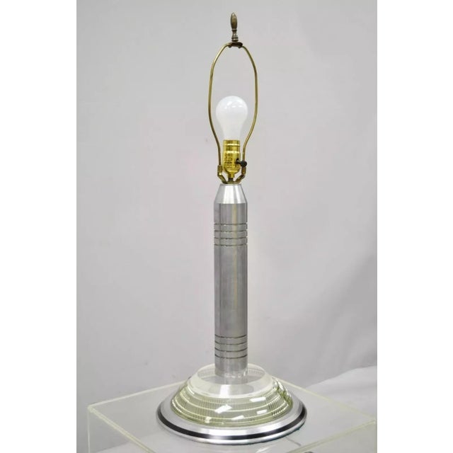 Early 20th Century Art Deco Walter Von Nessen Pattyn Style Aluminum & Acrylic Skyscraper Table Lamp For Sale - Image 10 of 10