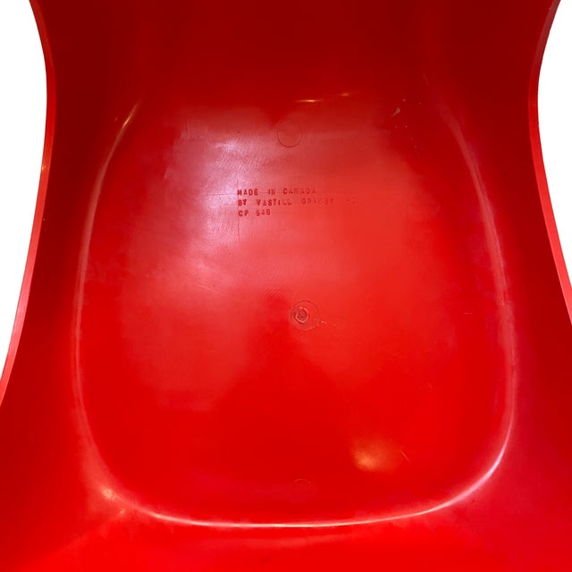 1960s Vintage Vastill Red Molded Plastic Stool, Made in Canada For Sale - Image 5 of 5