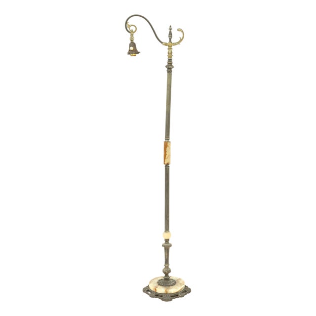 Art Deco Brass and Onyx Floor Lamp For Sale