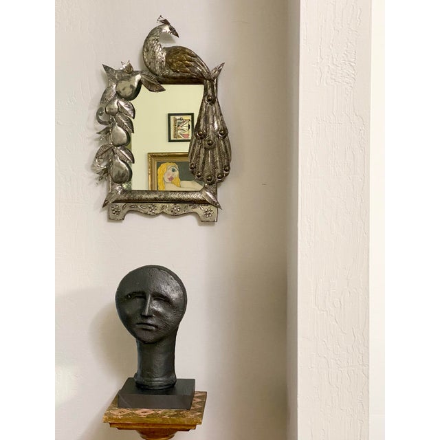 Fantastic pair of Sergio Bustamante peacock wall mirrors in tin with Brass accents. Signed by the artist. Beautifully...