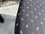 Vintage Parsons Style Black Upholstered Ottomans With Geometric Dash Fabric, a Pair For Sale - Image 9 of 11