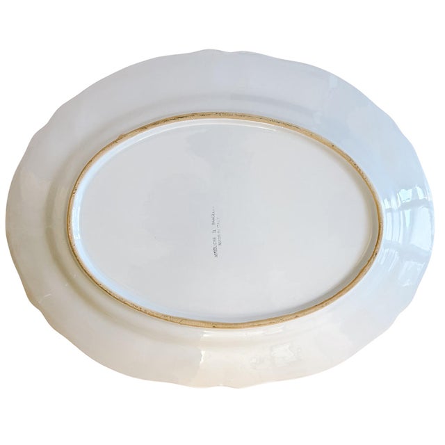 Ceramic Vintage Italian Majolica Hand-Painted Floral Oval Serving Platter by Il Bargello For Sale - Image 7 of 8