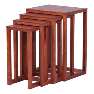 Ash Wood Nesting Tables by Josef Hoffmann for Wittmann, 1980s, Set of 4 For Sale