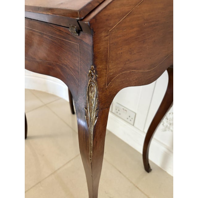Antique Victorian French Rosewood Marquetry Inlaid Bureau, 1860s For Sale - Image 9 of 14