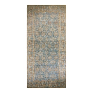 Exceptionally Antique Persian Kerman Rug on Royal Blue Background Color Produced by Ocm For Sale