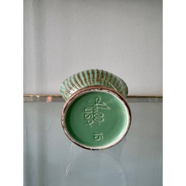 Vintage Hull Art Pottery Gilded Green Pedestal Planter/Vase For Sale - Image 4 of 4