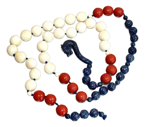 1940s-50s Coral/Lapis/Bone Carved Seahorse Bead Necklace