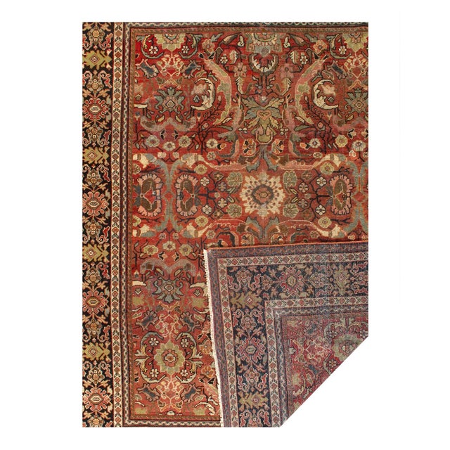 Traditional Pasargad DC Rust Handmade Antique Mahal Rug For Sale - Image 3 of 3