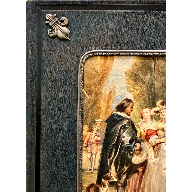 Traditional Royal 60th Anniversary Presentation Portfolio With Watercolor and Silver Mounts For Sale - Image 3 of 14