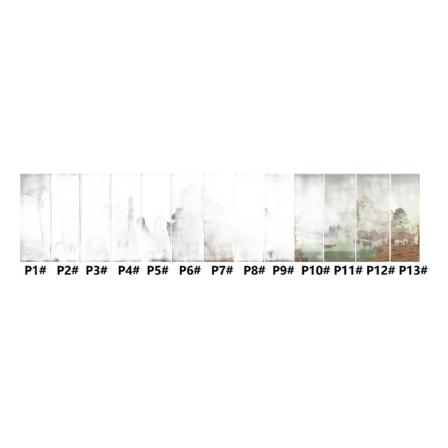 36" * H96" * 13ps, Eearly View of India Panoramic Wallpaper, 13-Panel Panoramic Set (Sold Per Panel) For Sale